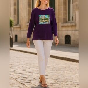 Michael Leu Collection Purple Vintage Wearable Art Long Sleeve Shirt